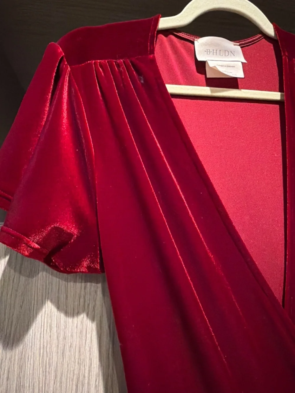 BHLDN Crimson Velvet Dress - Picture 2 of 2